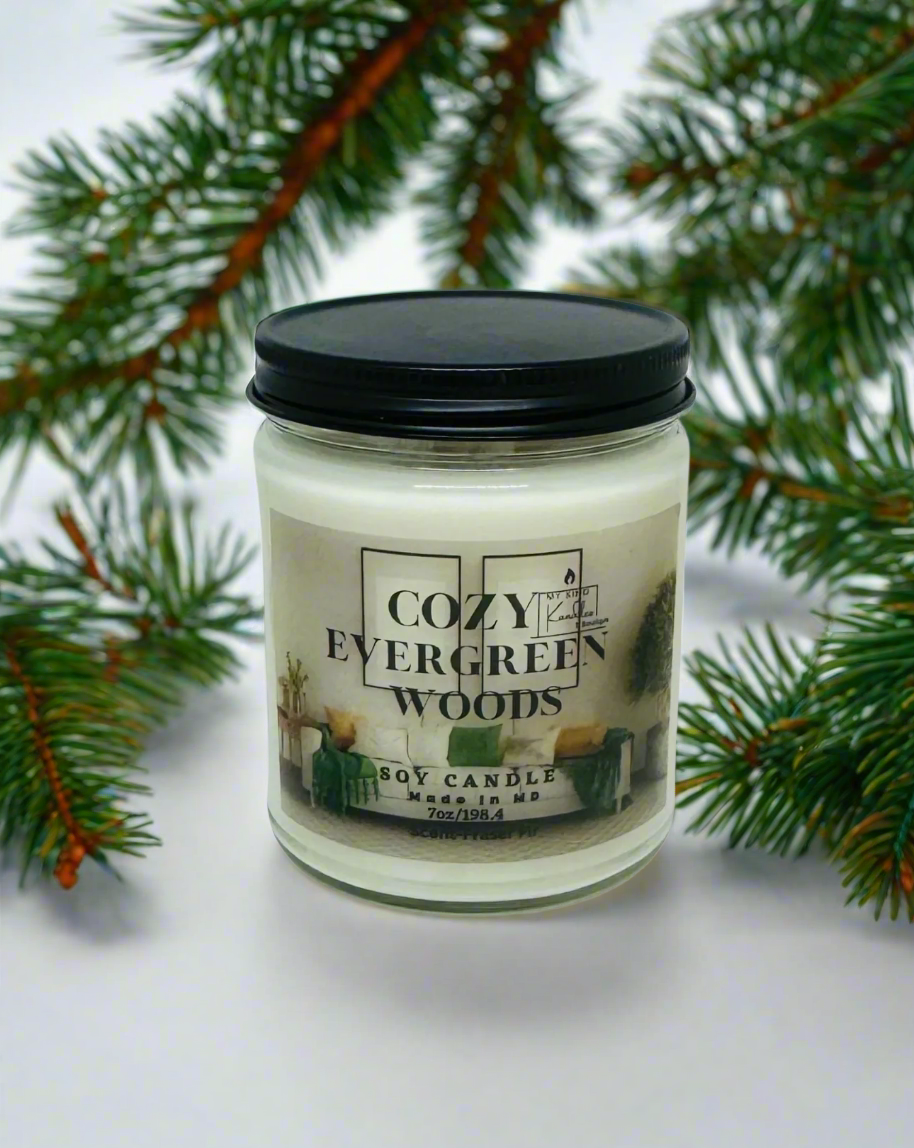 Cozy Evergreen Woods Soy Candle-Scent Fraser Fir