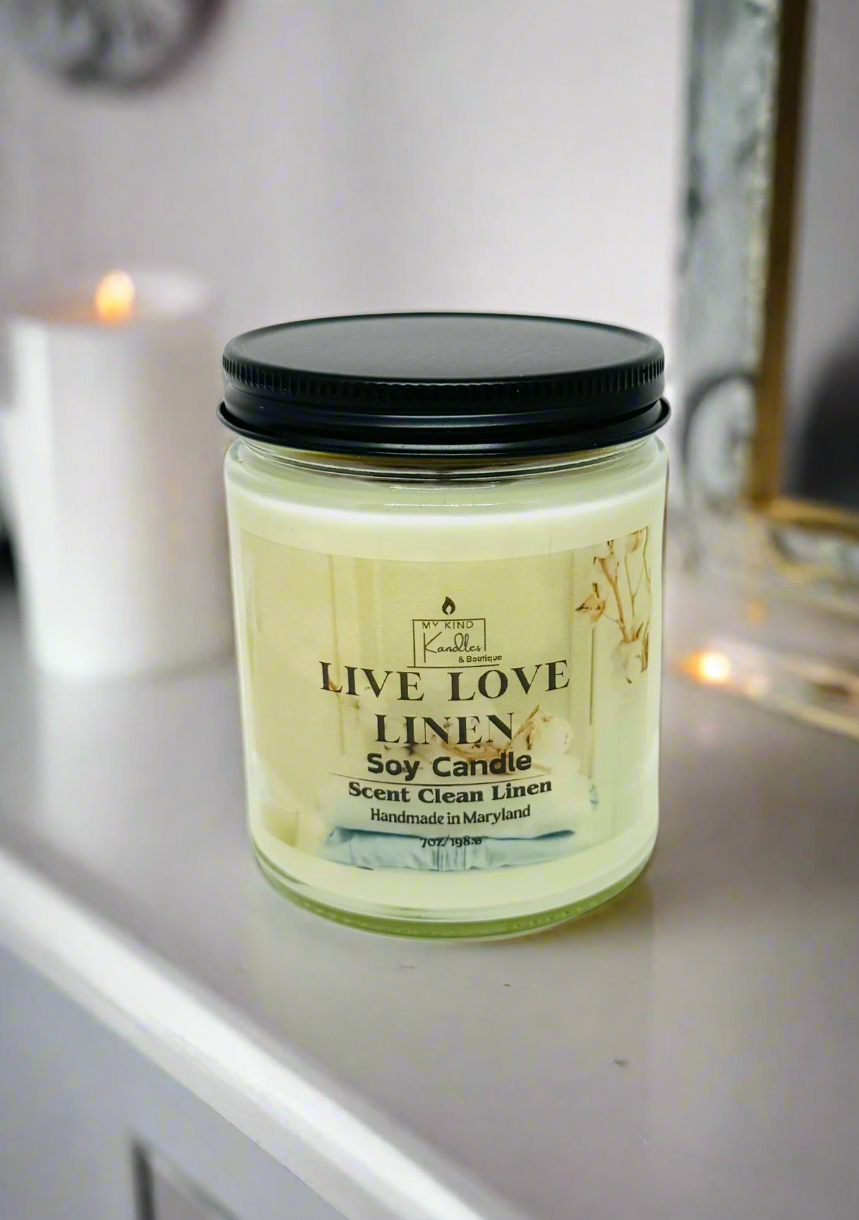 Live Love Linen Soy Candle-Fresh Linen